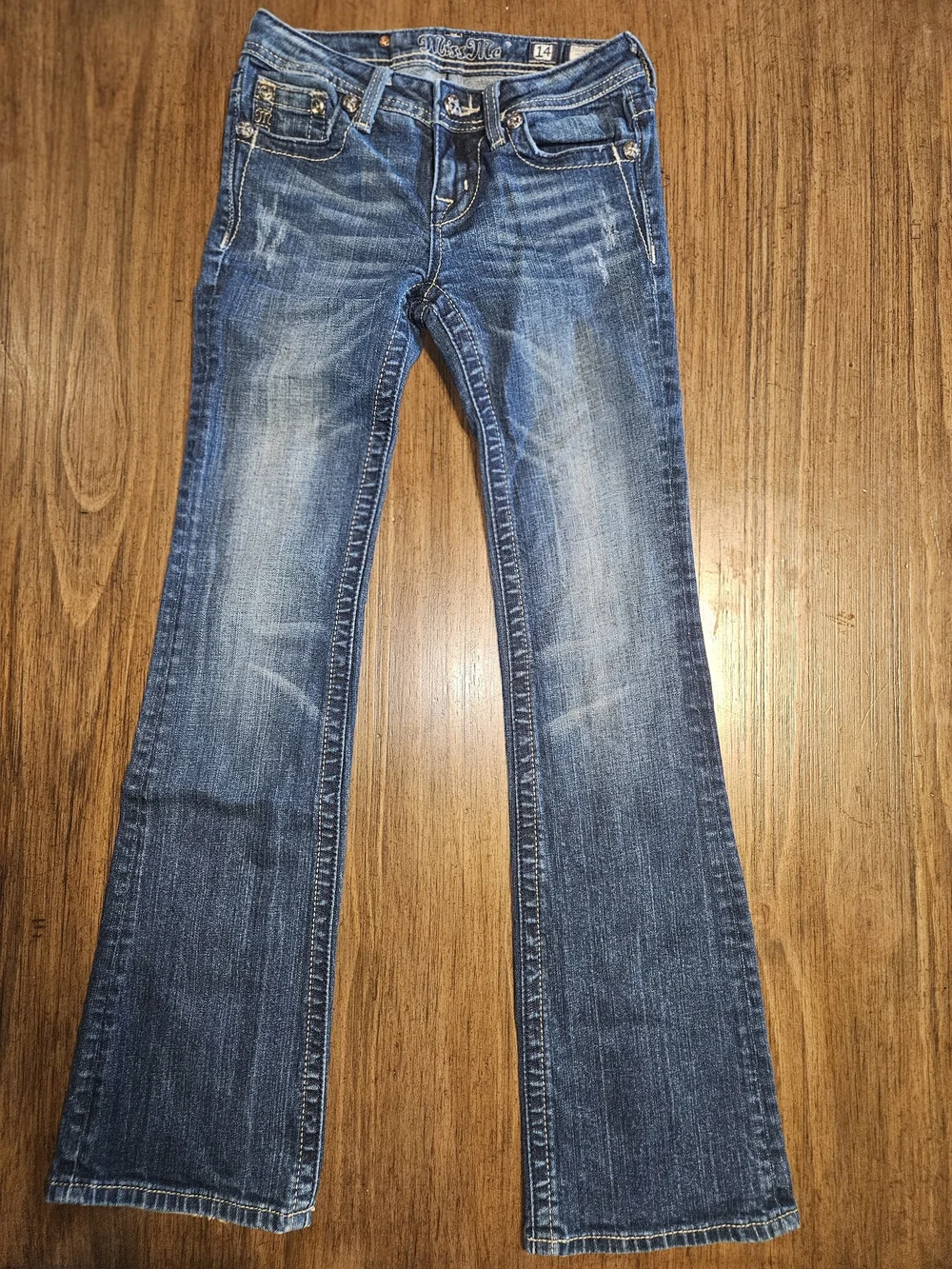 Miss Me Medium Blue Denim Jeans with Embroidered Wing Pockets